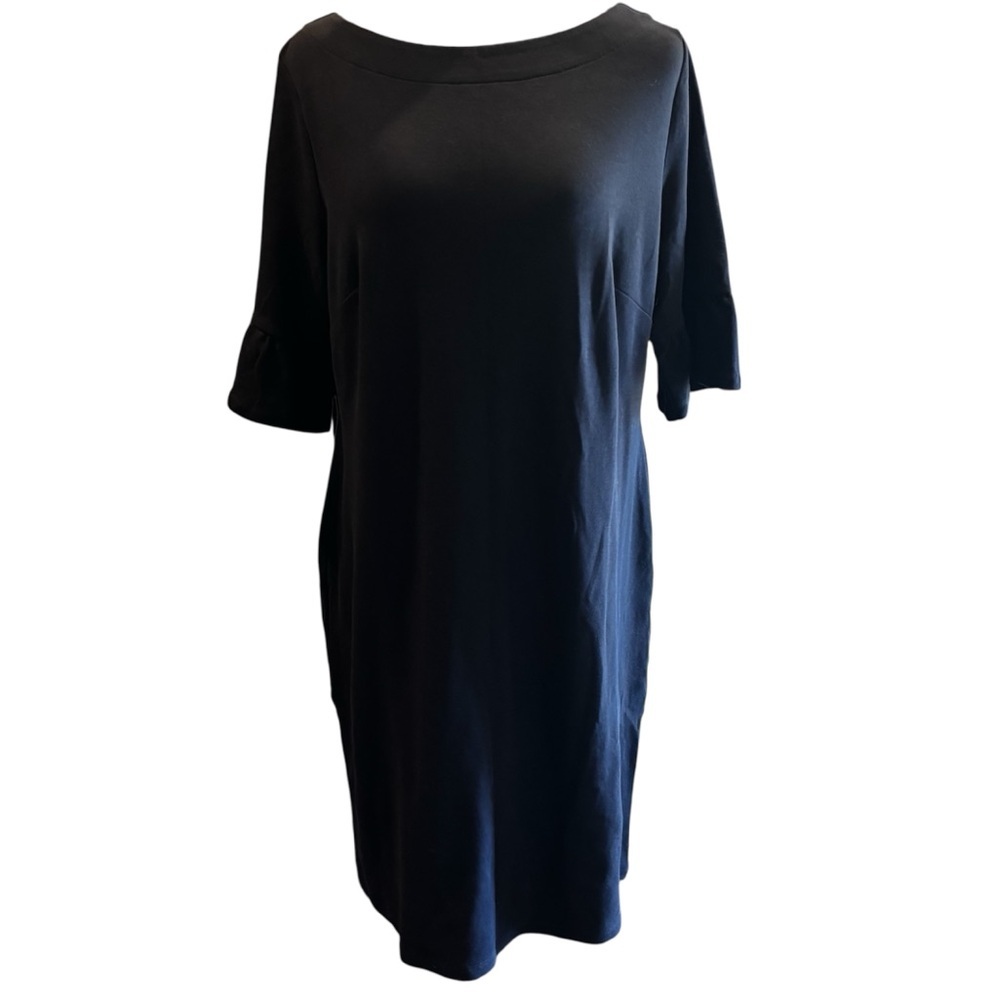 NWT Talbots Woman Classic Navy Knit Bell Sleeve Shift Dress,Sz X,Throw On Comfy